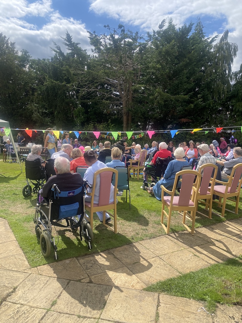 A group of people at a garden party