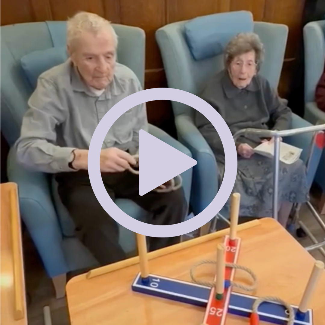 Elderly people playing indoor games