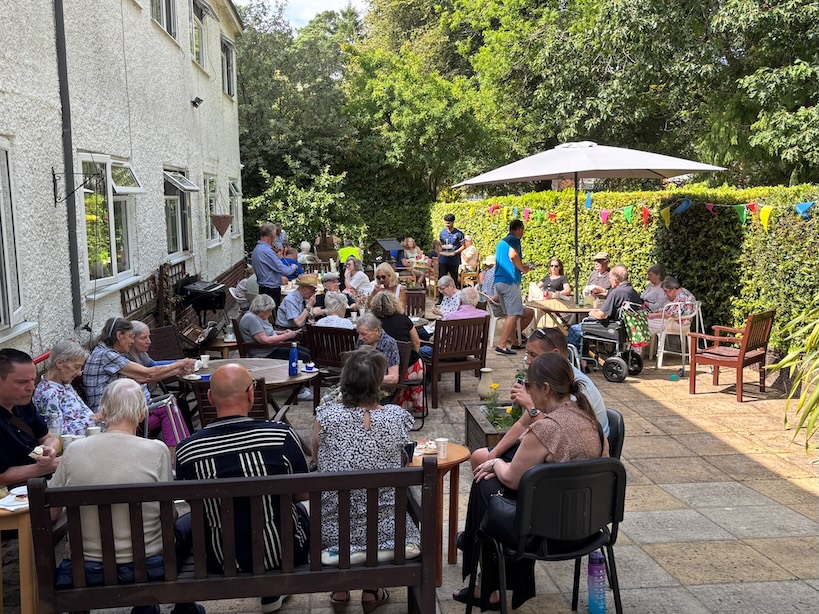 A garden party on an outdoor patio